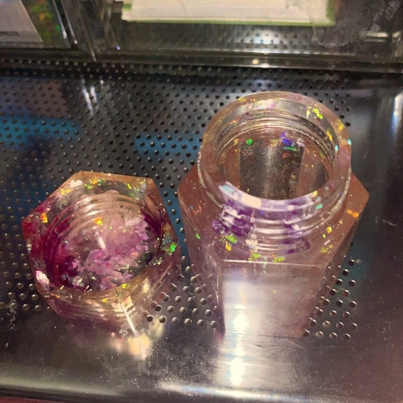 ✨🆕BN!Handmade Resin Art Purple & Holographic Glitter Jar w/Screw On Lid!✨ - Picture 6 of 15